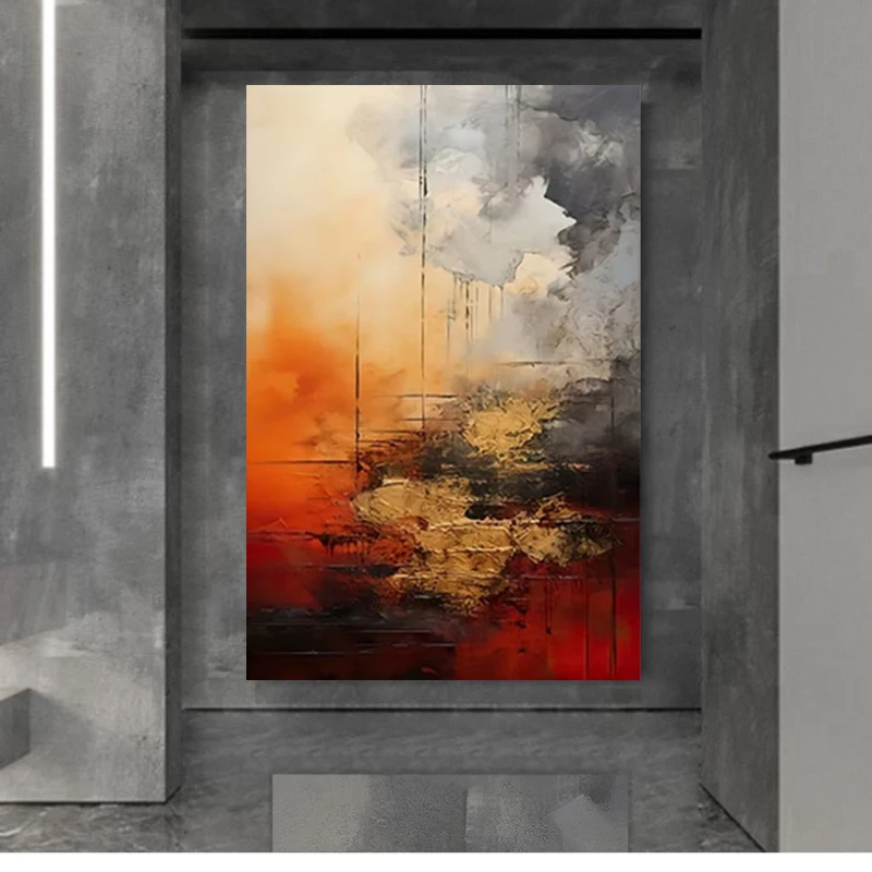 100% hand drawn abstract oil painting on canvas Modern Home Golden Line Wall Art Picture Large mural for living room decor paint - Image 3