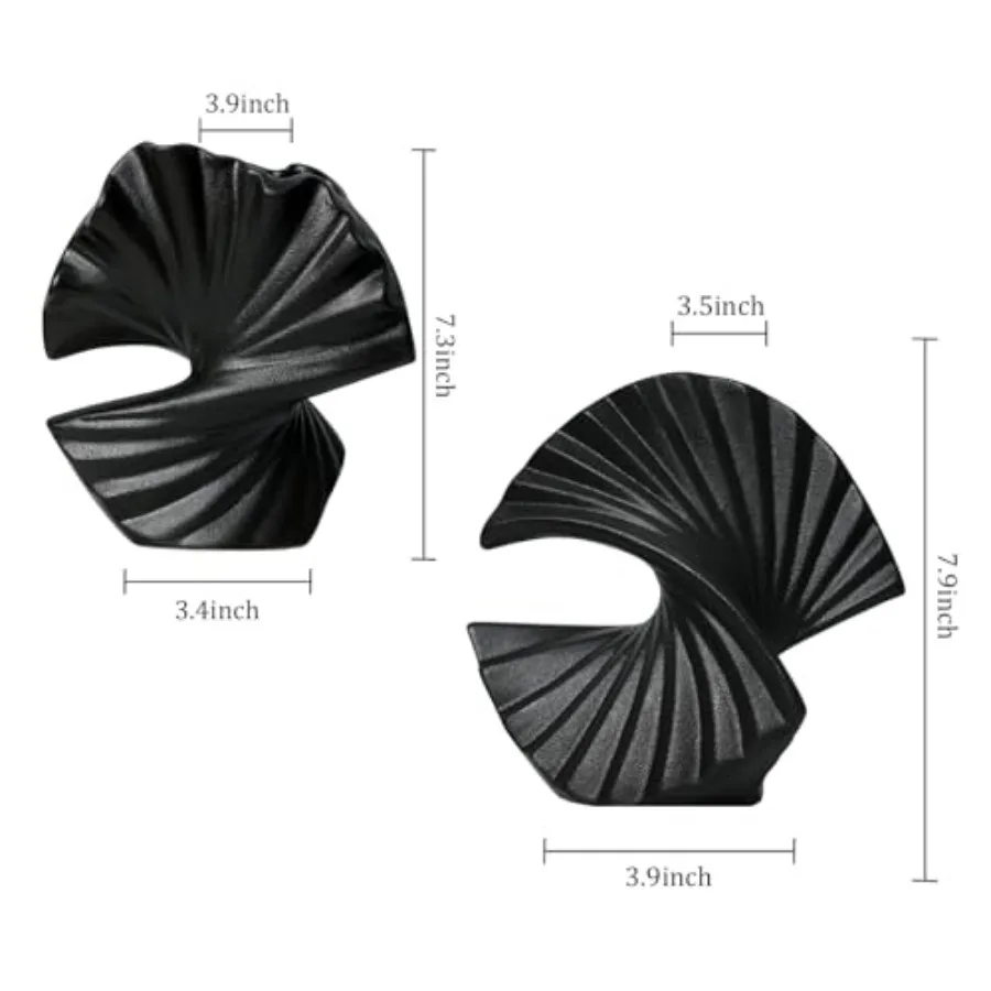 Sector Vase Set of 2 - Minimalist Nordic Black Ceramic Sector Vase Vase Decor Table Centerpiece Olive Plant Wedding Living Room - Image 3