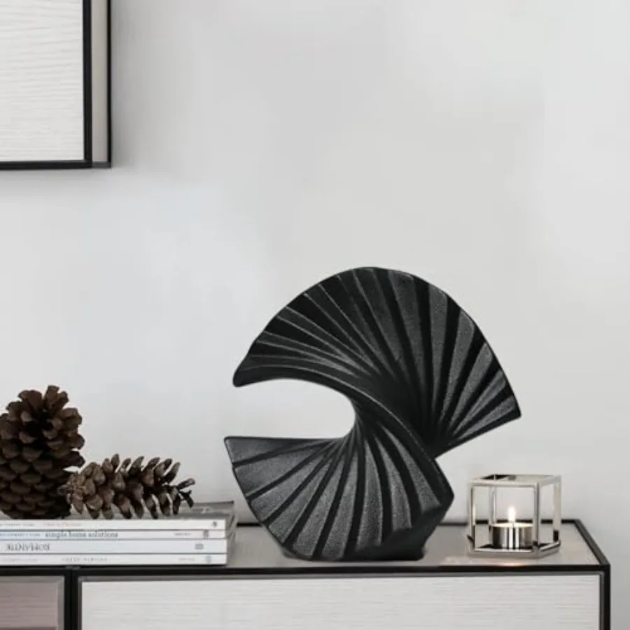 Sector Vase Set of 2 - Minimalist Nordic Black Ceramic Sector Vase Vase Decor Table Centerpiece Olive Plant Wedding Living Room - Image 5
