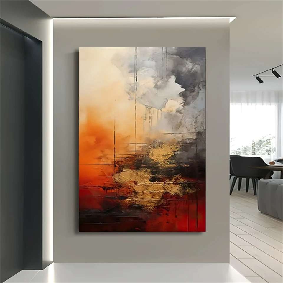 100% hand drawn abstract oil painting on canvas Modern Home Golden Line Wall Art Picture Large mural for living room decor paint - Image 2