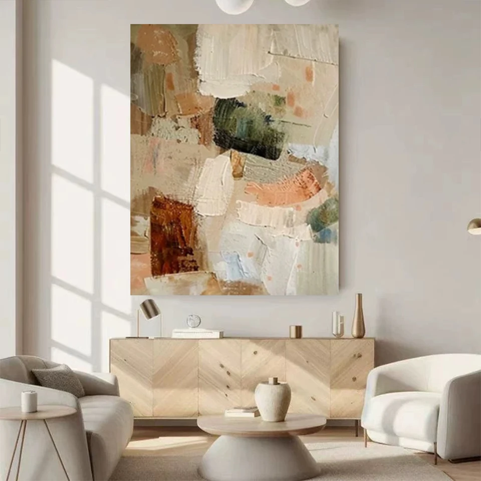 Hand Painted Wall Art Home Decor Pictures Yellow Brown Texture Oil Painting On Canvas For Living Room Decor Porch Cuadros Mural - Image 2