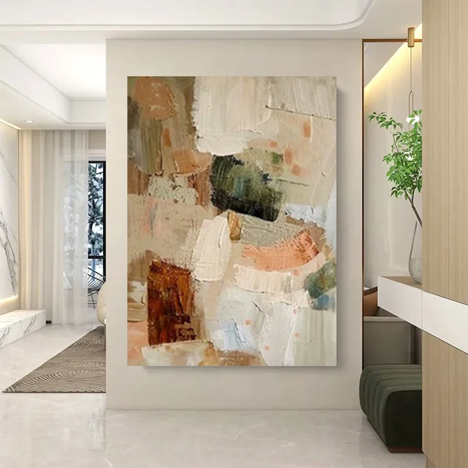 Hand Painted Wall Art Home Decor Pictures Yellow Brown Texture Oil Painting On Canvas For Living Room Decor Porch Cuadros Mural