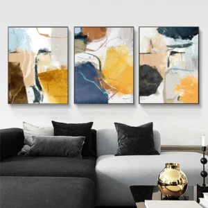 3PCS Frameless Watercolor Geometric Canvas Painting Nordic Abstract Wall Art Pictures for Living Room Home Decor Unframed