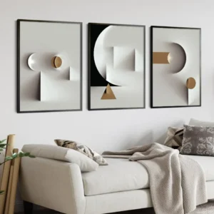 Modern Minimalist Wall Art Geometric Black White Lines Gold High Definition Painting Poster Print Home Bedroom Living Room Decor