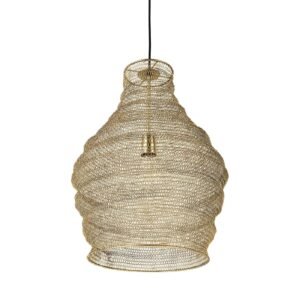 Gold Mesh and Iron Pendant Light-16.0L x 16.0W x 20.0H