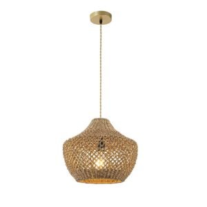 1-Light Modern Coastal Natural Rattan Pendant Light