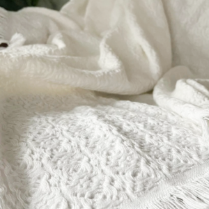 Blissful Bamboo Jacquard Throw-White